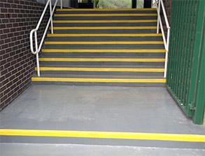 Repair and safety enhancement of concrete step treads