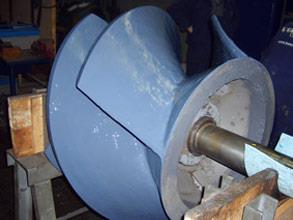Завершенный ремонт рабочего колеса с нанесением покрытия для повышения КПД и защиты от эрозии