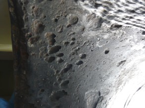 Pitting clearly evident after blasting