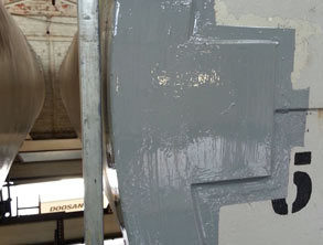 Ремонт с помощью накладных пластин, приклеенных Belzona 1212, с последующим нанесением покрытия